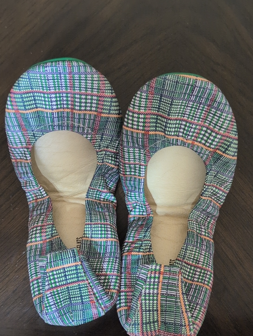 Christmas Plaid Genuine Leather Foldable Ballet Flats From The Storehouse Flats